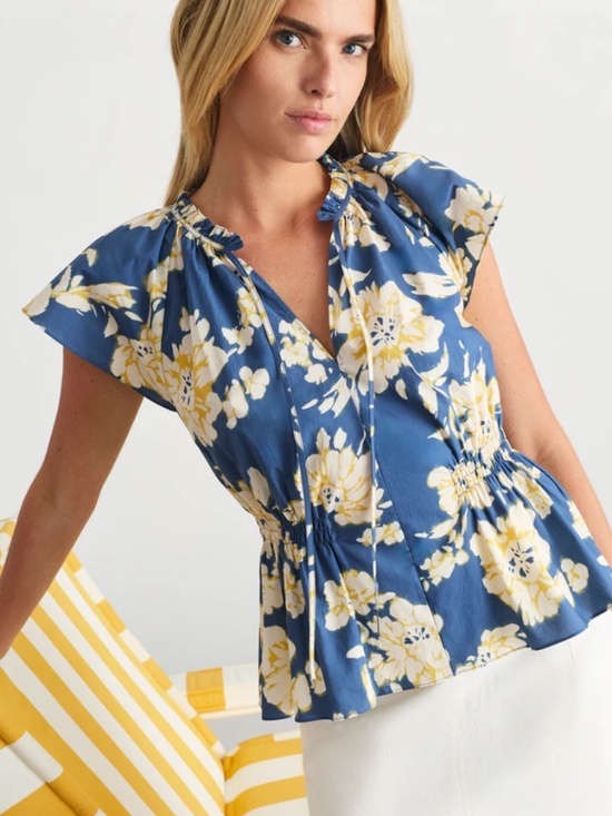 Tanya Taylor Tops - Tanya Taylor Ivana Top in French Blue Multi